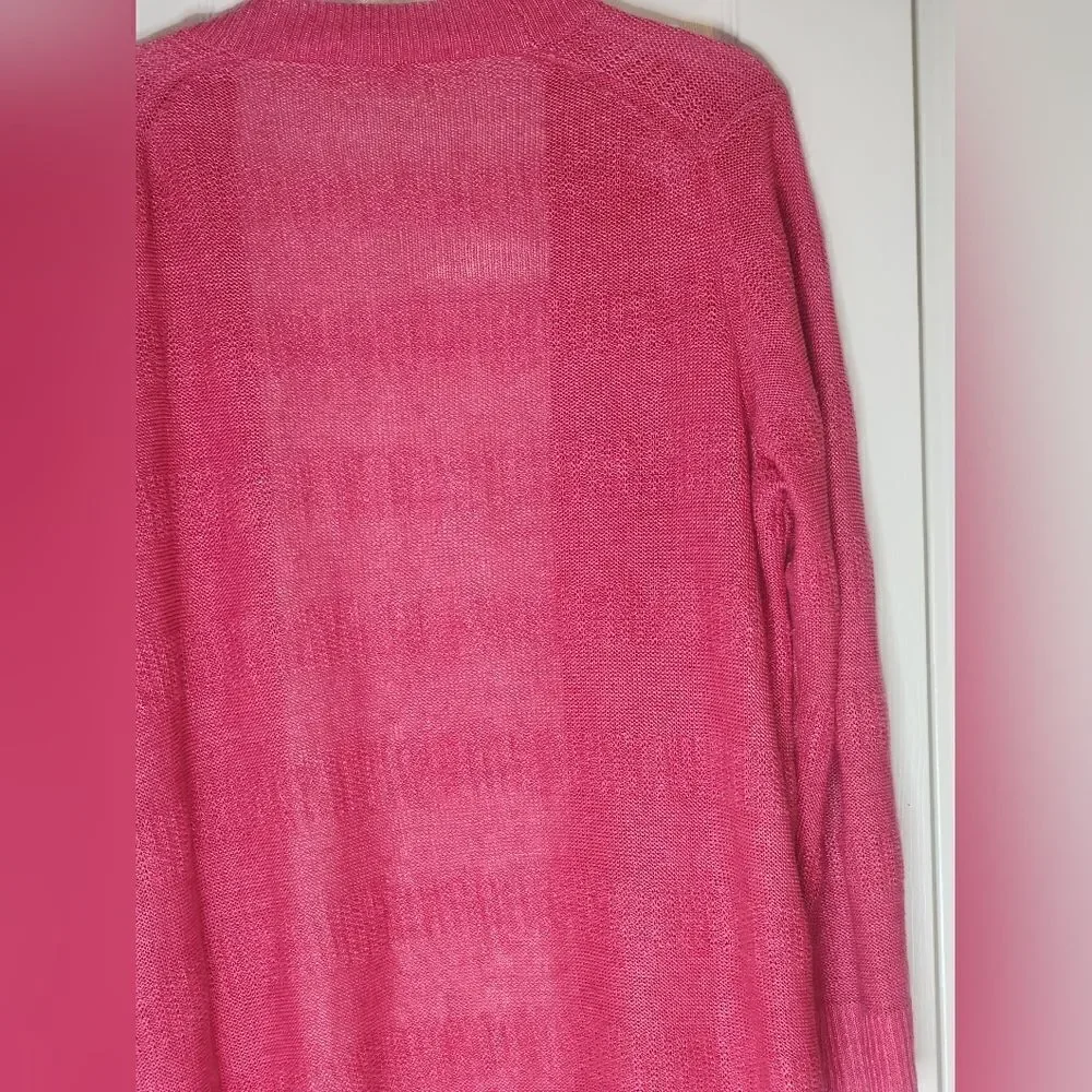 Talbots? L Raspberry Red LngSlv Pockets  Knit Women’s Opened Sweater Cardigan